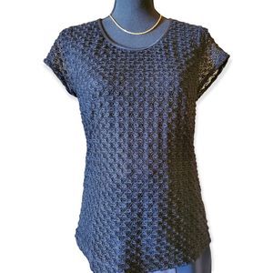 Rafaella Black Knit Top Short Sleeves